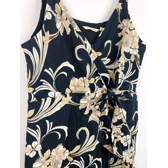 Soft Surroundings Isla Stretch Linen Floral Midi Dress, Black - Size XL - Picture 4 of 10